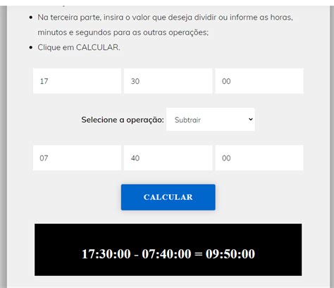 calculadora de tempo horas - gosto de metal na boca